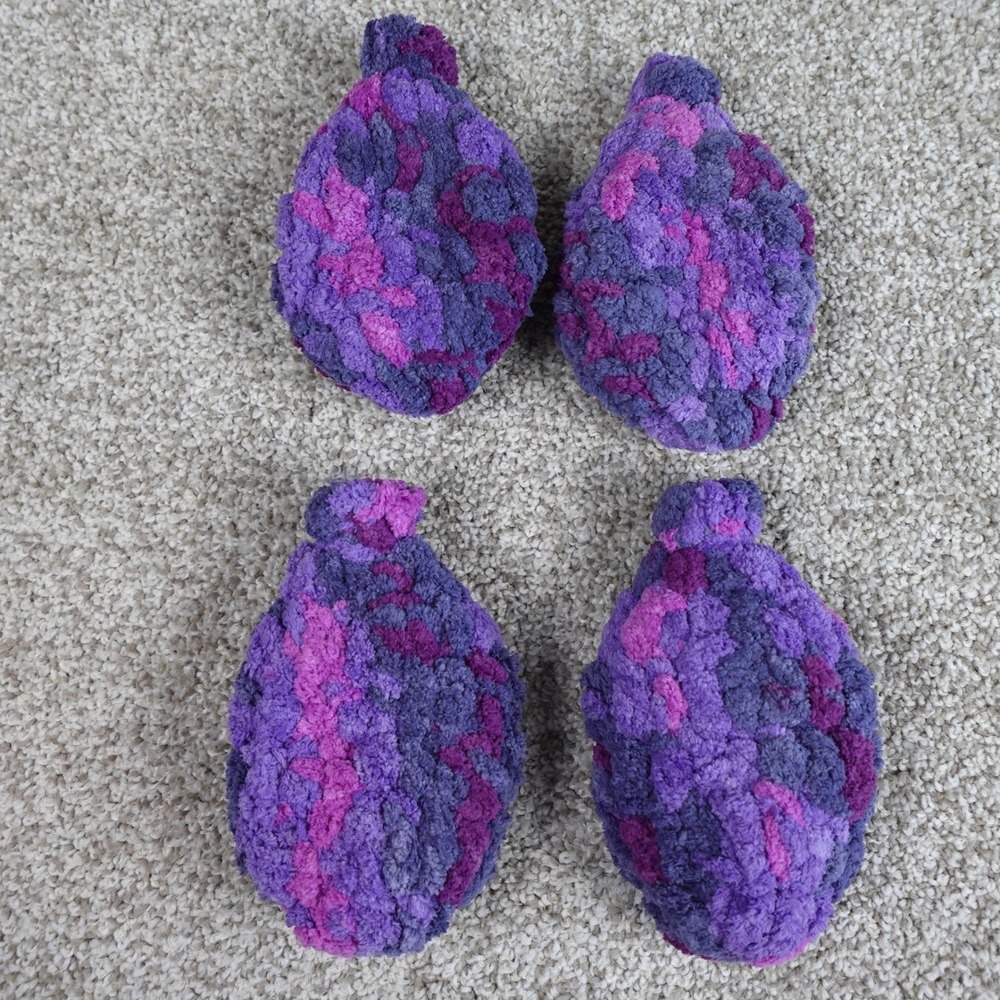 Handmade Reusable Water Balloons Purple Camo‎ Chenille Yarn Set of 4 Splash Toys